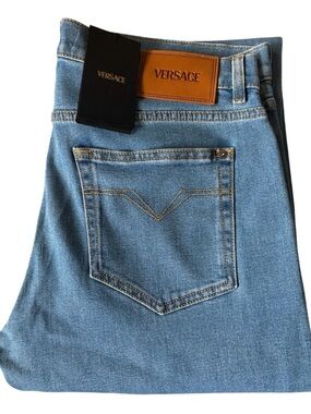Versace Logo-Patch Denim Jeans size 36X34